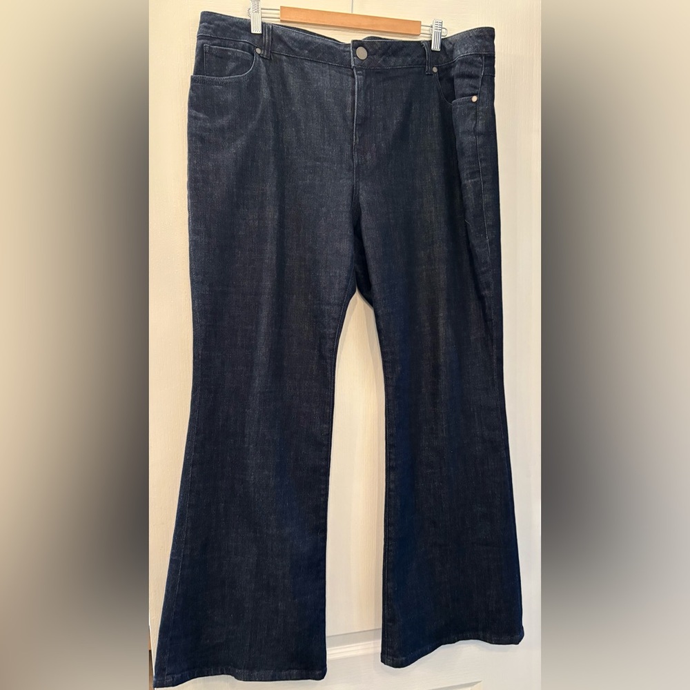 CAbi Dark Blue Wide- leg Jeans, Trouser style